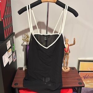 Navy Polyester Spaghetti Strap Tank